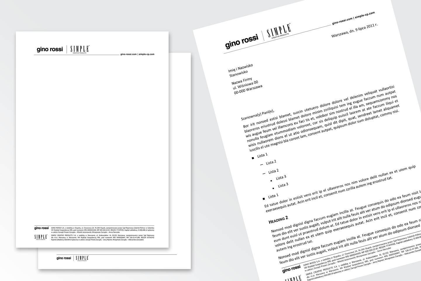 Gino-Simple Group Letterhead + Letter Template