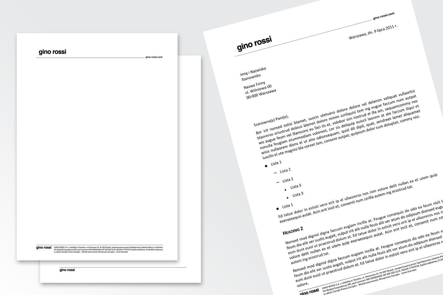 Gino Rossi Letterhead + Letter Template