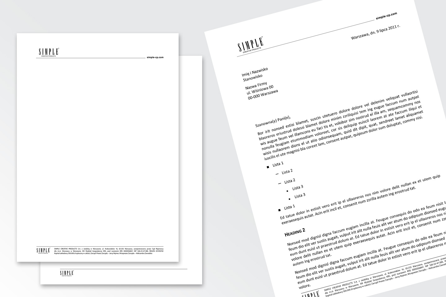 Simple Creative Products Letterhead + Letter Template